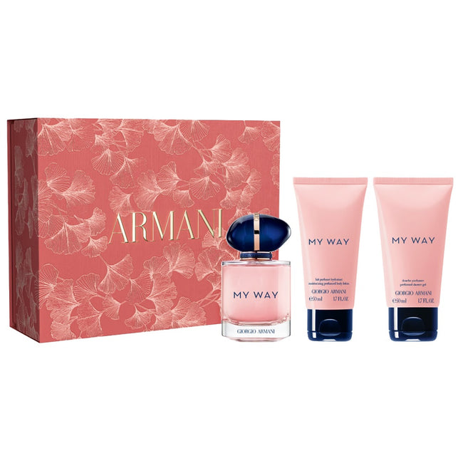 Giorgio Armani My Way zestaw woda perfumowana spray 50ml + balsam do ciała 50ml + żel pod prysznic 50ml
