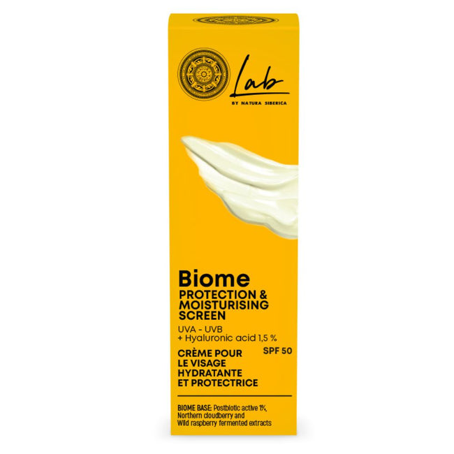 Natura Siberica Lab Biome krem do twarzy z filtrem SPF50 i kwasem hialuronowym 30ml