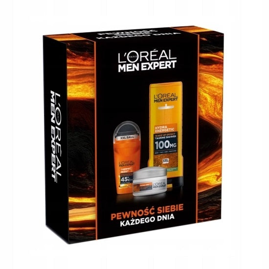 L'Oreal Paris Men Expert zestaw energetyzujący żel pod prysznic 400ml + krem nawilżający 50ml + antyperspirant w kulce 50ml