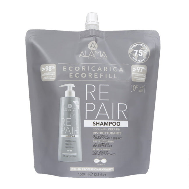 Alama Repair szampon z keratyną do włosów zniszczonych refill 1000ml
