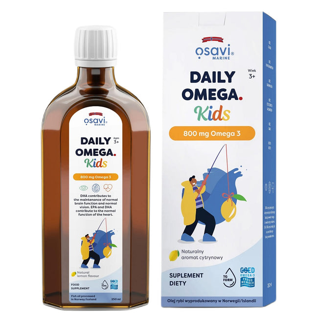Osavi Daily Omega Kids 800mg Omega 3 suplement diety w płynie Cytryna 250ml