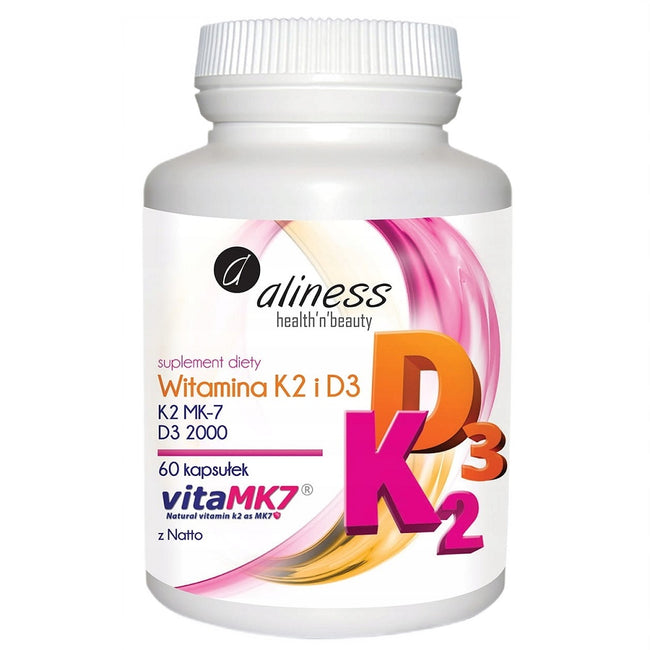 Aliness Witamina K2 MK-7 100 µg z Natto + D3 suplement diety 60 kapsułek