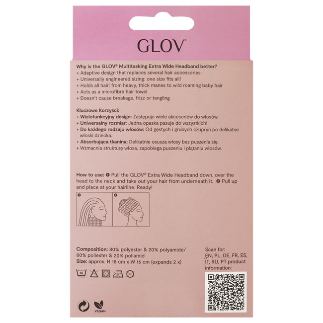 Glov Extra Wide Headband multifunkcyjna szeroka opaska na włosy Pastel Pink