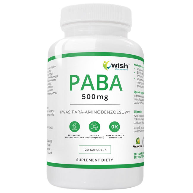 WISH Pharmaceutical PABA 500mg suplement diety 120 kapsułek