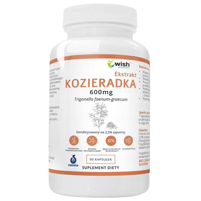 WISH Pharmaceutical Kozieradka Ekstrakt 600mg suplement diety 90 kapsułek