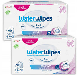 WaterWipes Sensitive+ Ciało i Higiena Intymna chusteczki nawilżane dla seniorów 12x30szt.