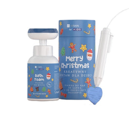 HiSkin Kids Merry Christmas kreatywny zestaw dla dzieci niebieska pianka do mycia Jagodowa 300ml + długopis 3D 1szt