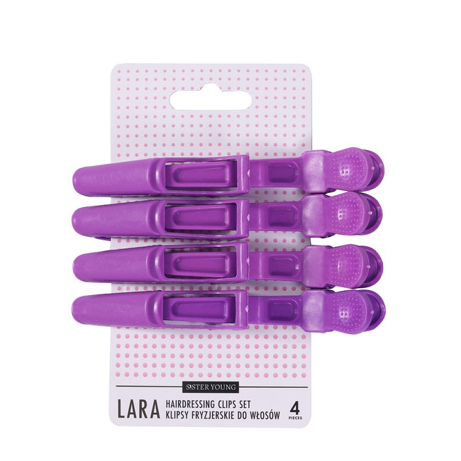Sister Young Lara klipsy fryzjerskie do włosów Violet 4szt