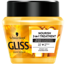 Gliss Oil Nutritive Nourish 2-in-1 Treatment maska odżywcza do włosów przesuszonych i nadwyrężonych 300ml