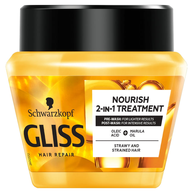 Gliss Oil Nutritive Nourish 2-in-1 Treatment maska odżywcza do włosów przesuszonych i nadwyrężonych 300ml