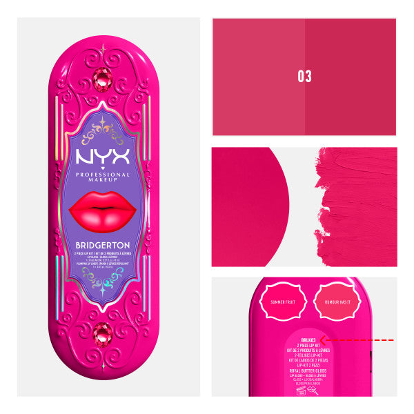 NYX Professional MakeUp Bridgerton Royal Treasures 2-Piece Lip Kit zestaw błyszczyk i konturówka