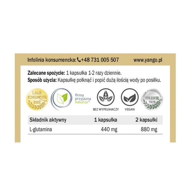 Yango L-glutamina suplement diety 90 kapsułek