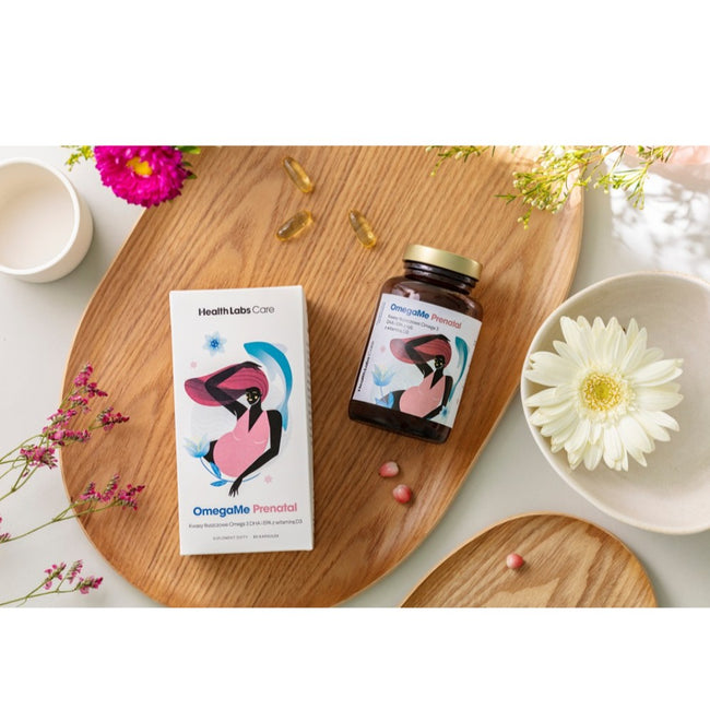 HealthLabs OmegaMe Prenatal kwasy tłuszczowe Omega 3 DHA i EPA z ryb z witaminą D3 suplement diety 60 kapsułek