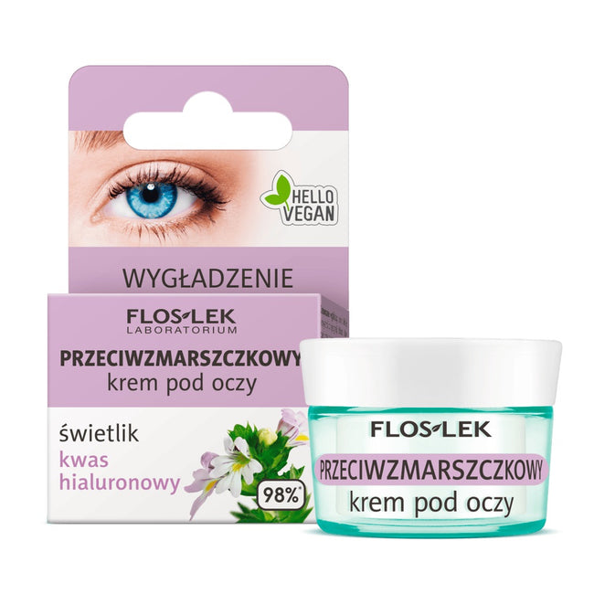 Floslek Przeciwzmarszczkowy krem pod oczy świetlik kwas hialuronowy 15ml