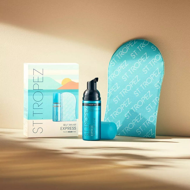 ST. TROPEZ Self Tan Express zestaw ekspresowa samoopalająca pianka 50ml + rękawica