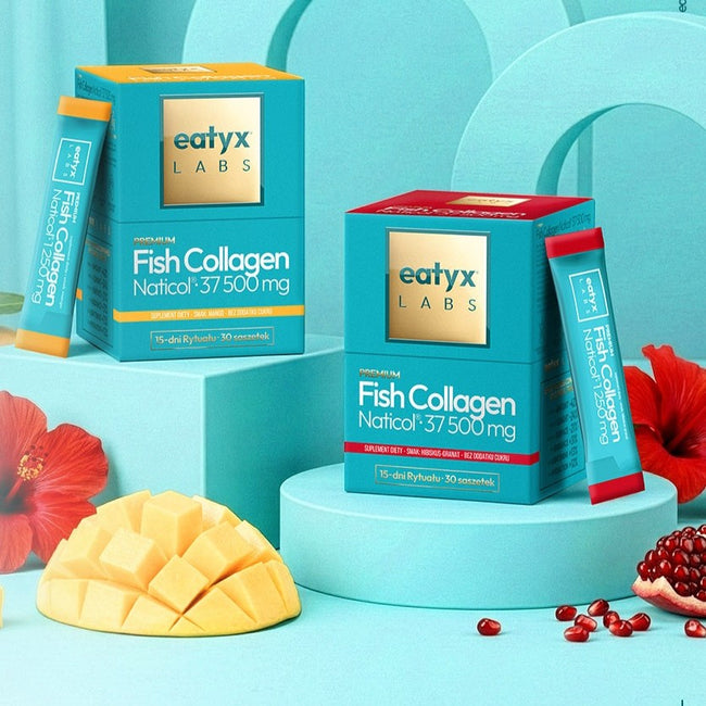 eatyx Fish Collagen Naticol kolagen w saszetkach suplement diety Hibiskus Granat 30x2.5g