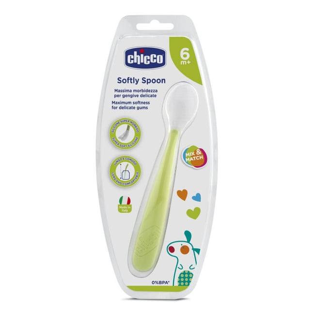 Chicco Miękka łyżeczka silikonowa 6m+ Zielona
