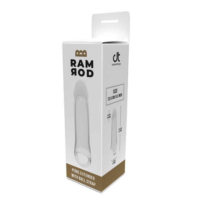 Dream Toys Ramrod Penis Extender With Ball Strap nakładka wydłużająca penisa Clear