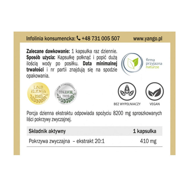 Yango Pokrzywa ekstrakt z liści suplement diety 90 kapsułek