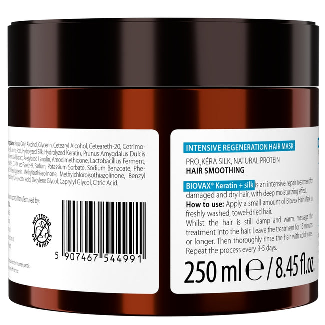 BIOVAX Keratyna + Jedwab regenerująca maska do włosów 250ml