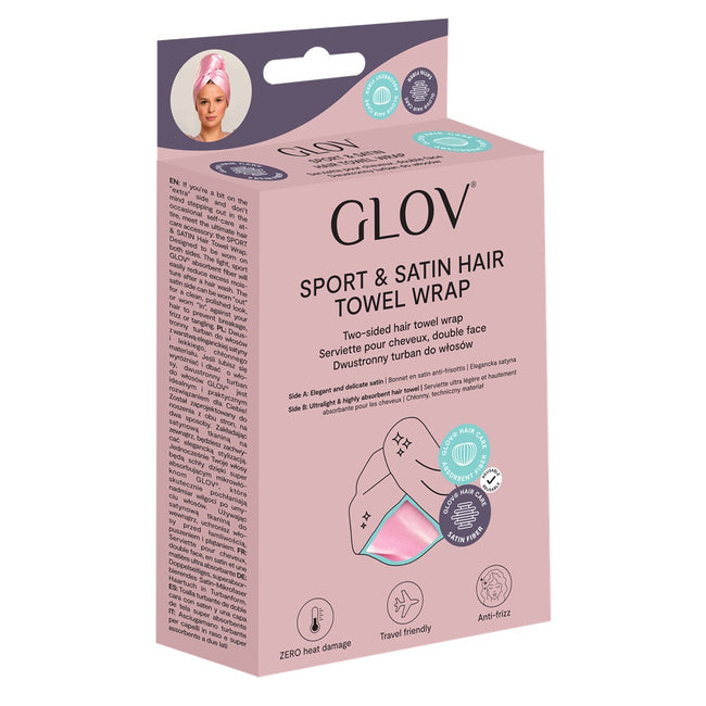 Glov Sport & Satin Hair Towel Wrap superchłonny dwustronny turban do włosów Pink