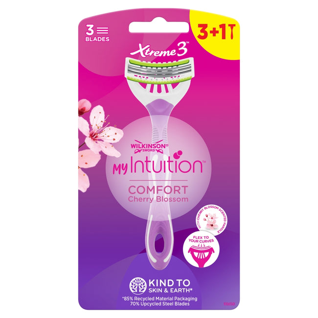 Wilkinson My Intuition Xtreme3 Comfort Cherry Blossom jednorazowe maszynki do golenia dla kobiet 4szt