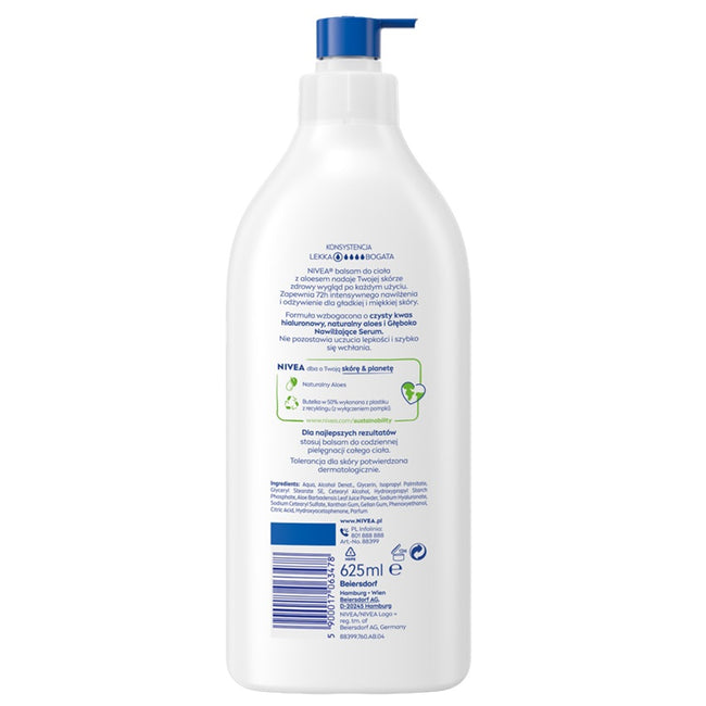 Nivea Łagodzący balsam do ciała z pompką z Aloesem 625ml