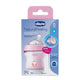 Chicco NaturalFeeling butelka plastikowa ze smoczkiem silikonowym przepływ wolny 0m+ Różowa 150ml