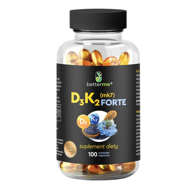 BetterMe D3 K2 MK7 Forte suplement diety 100 kapsułek miękkich