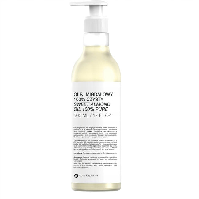 Botanicapharma Olej migdałowy 100% czysty do twarzy ciała i włosów 500ml