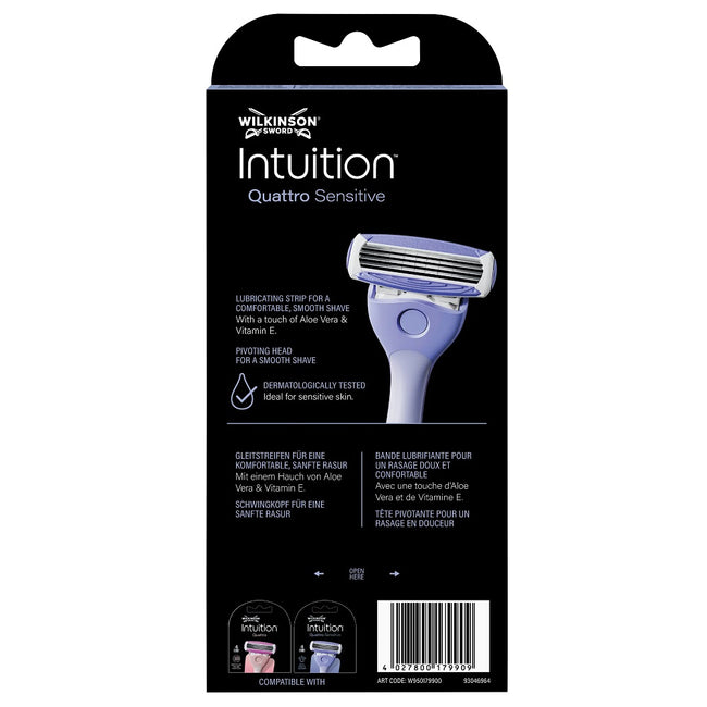 Wilkinson Intuition Quattro Sensitive maszynka do golenia z 4 ostrzami i 5 wkładów