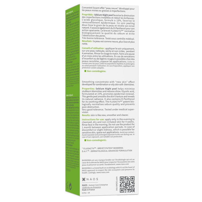 Bioderma Sebium Night Peel delikatny peeling do twarzy na noc 40ml