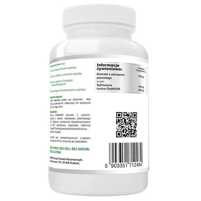 WISH Pharmaceutical Ostropest Plamisty Extract 125mg suplement diety 120 kapsułek