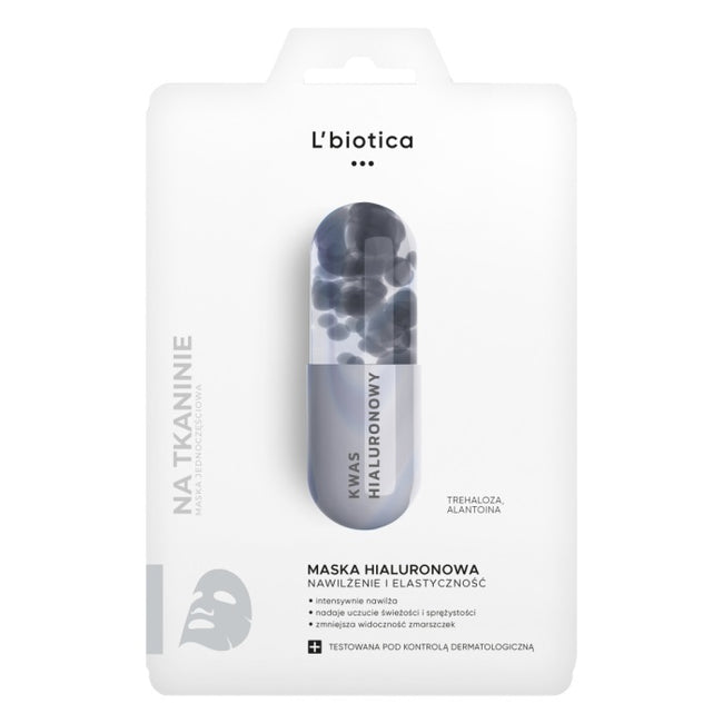 L'biotica Maska hialuronowa na tkaninie - nawilża i uelastycznia 23ml