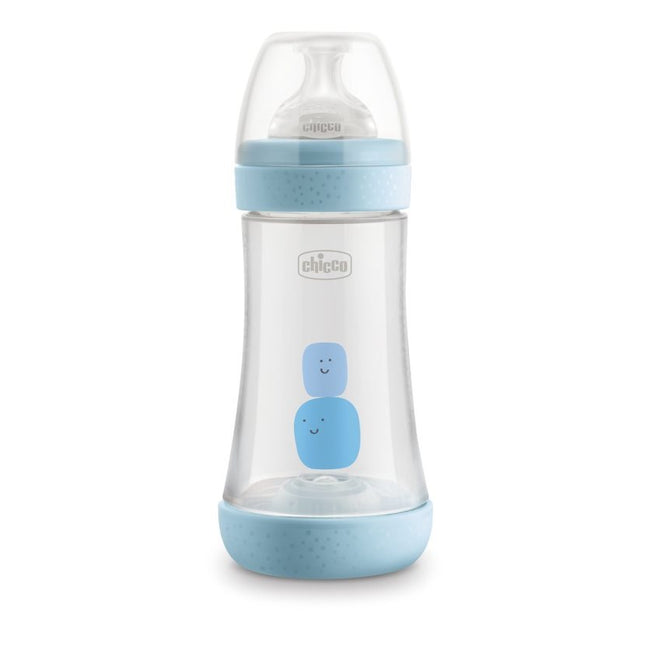 Chicco Perfect5 butelka antykolkowa ze smoczkiem silikonowym przepływ średni 2m+ Boy 240ml