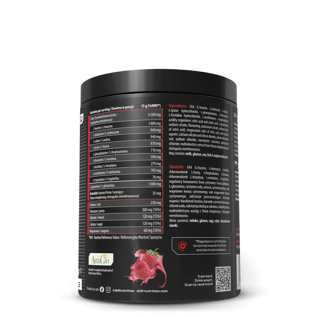 Skill Nutrition EAA + Electrolytes Raspberry suplement diety w proszku 450g