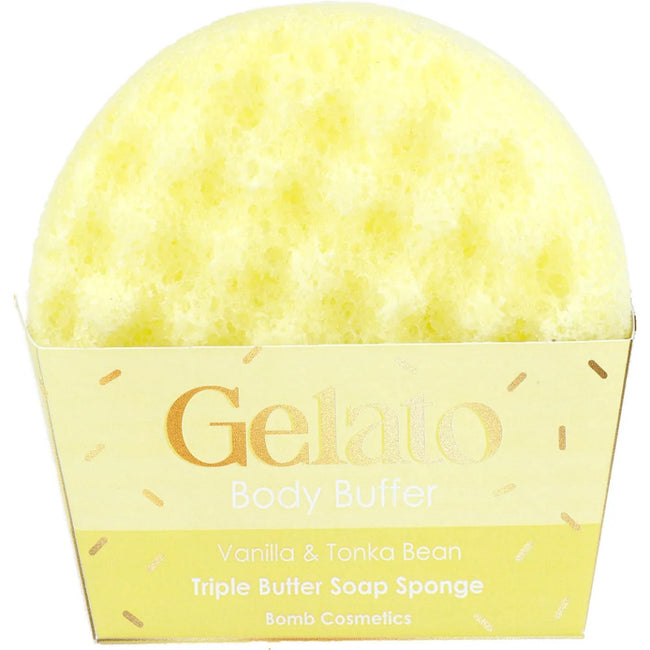 Bomb Cosmetics Gelato Body Buffer gąbka do mycia ciała Vanilla & Tonka Bean 200g