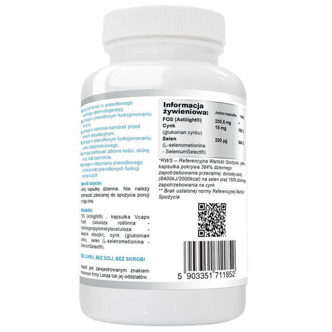 WISH Pharmaceutical Selen Organiczny 200µg + Cynk 15mg + Prebiotyk suplement diety 120 kapsułek