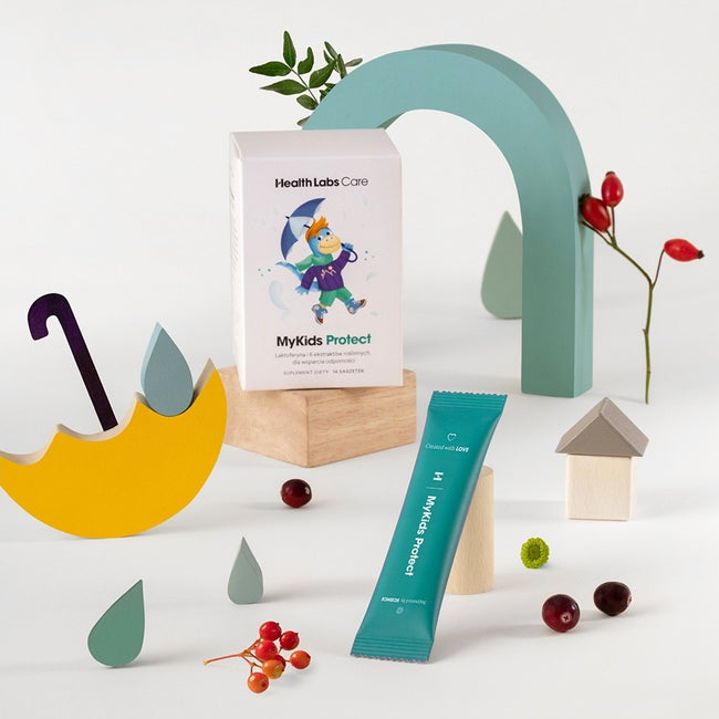 HealthLabs MyKids Protect laktoferyna i 6 ekstraktów roślinnych dla wsparcia odporności dziecka suplement diety 14 saszetek
