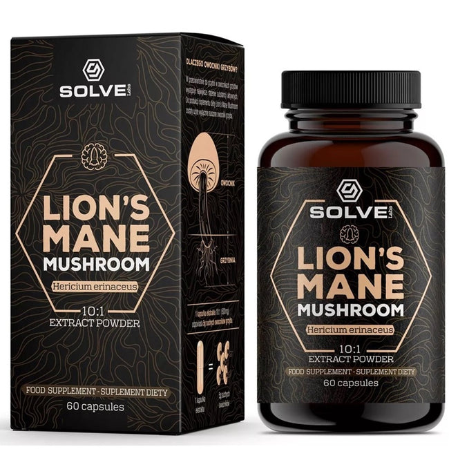 Solve Labs Lion's Mane Mushroom soplówka jeżowata suplement diety 60 kapsułek