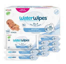 WaterWipes Sensitive+ Noworodek i Niemowlę chusteczki nawilżane 9x60szt.