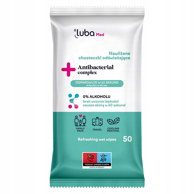 Luba Med Antibacterial Complex nawilżane chusteczki odświeżające z kompleksem antybakteryjnym 50szt