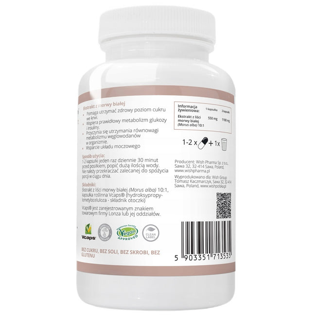 WISH Pharmaceutical Morwa Biała Ekstrakt 550mg suplement diety 90 kapsułek