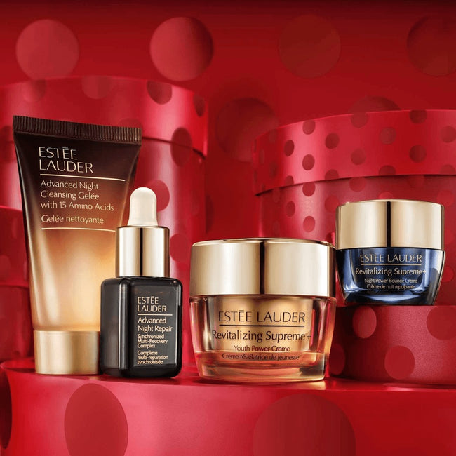 Estée Lauder Unwrap Your Glow Repair & Hydrate 24/7 zestaw oczyszczający żel do twarzy 30ml + serum na noc 7ml + krem do twarzy 15ml + krem na noc 7ml
