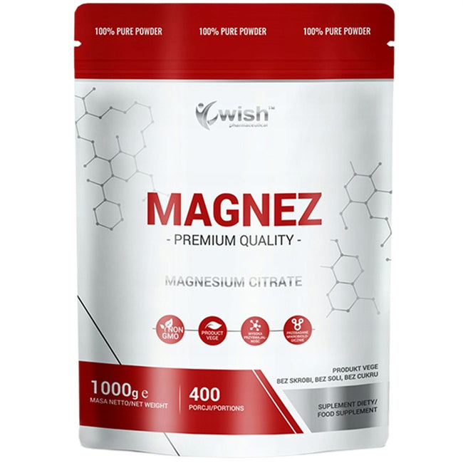 WISH Pharmaceutical Magnez cytrynian magnezu suplement diety w proszku 1000g