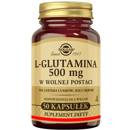 Solgar L-glutamina 500mg suplement diety 50 kapsułek