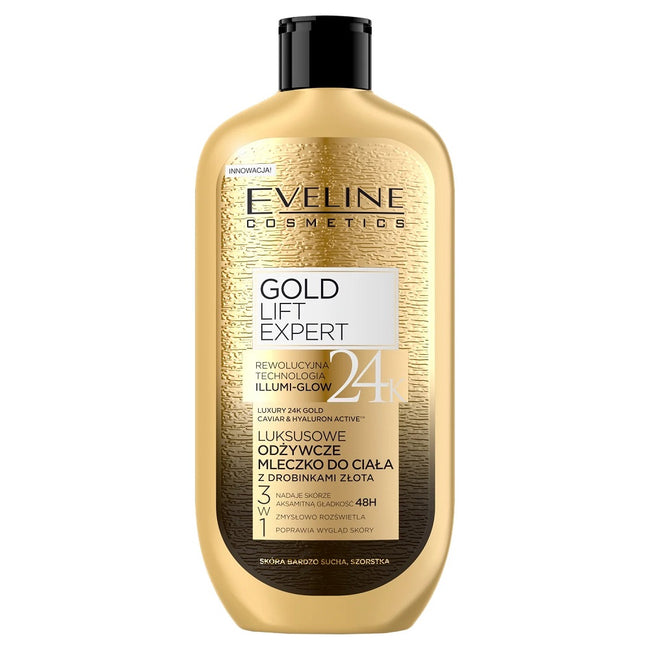 Eveline Cosmetics Gold Lift Expert 24k Gold luksusowe odżywcze mleczko do ciała z drobinkami złota 350ml