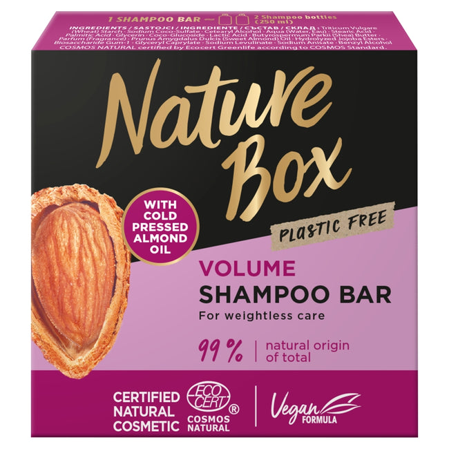 Nature Box Almond Oil szampon do włosów w kostce zwiększający objętość z olejem z migdałów 85g