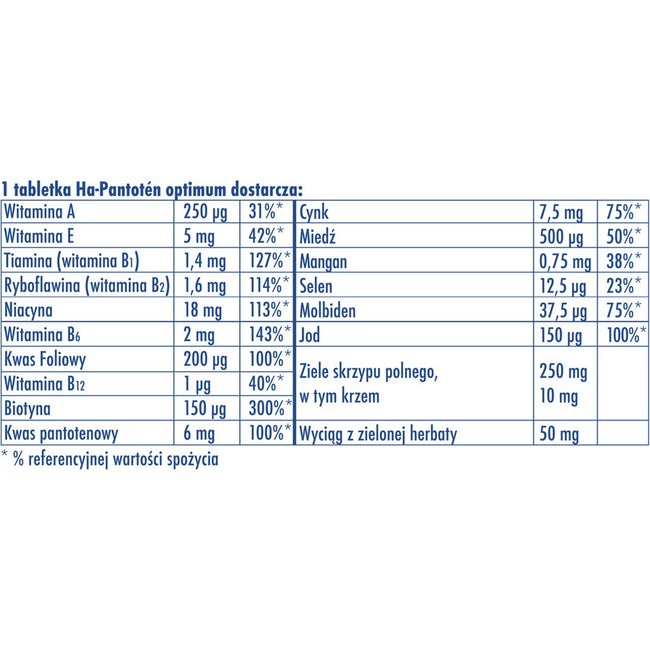 Ha-Pantoten Optimum włosy skóra i paznokcie suplement diety 60 tabletek