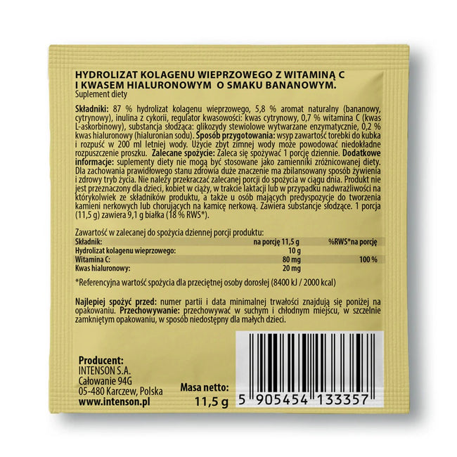 Intenson Kolagen + Witamina C + Kwas Hialuronowy suplement diety Banan 20x11.5g